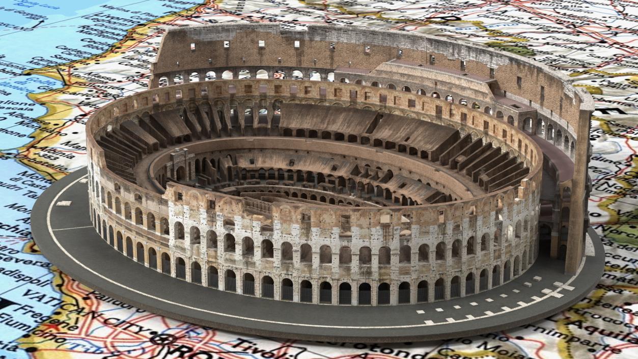 Colosseum on Italy Map 3D