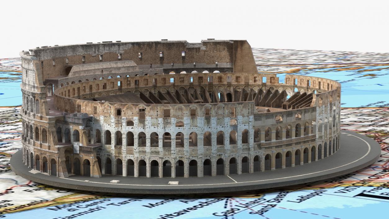 Colosseum on Italy Map 3D