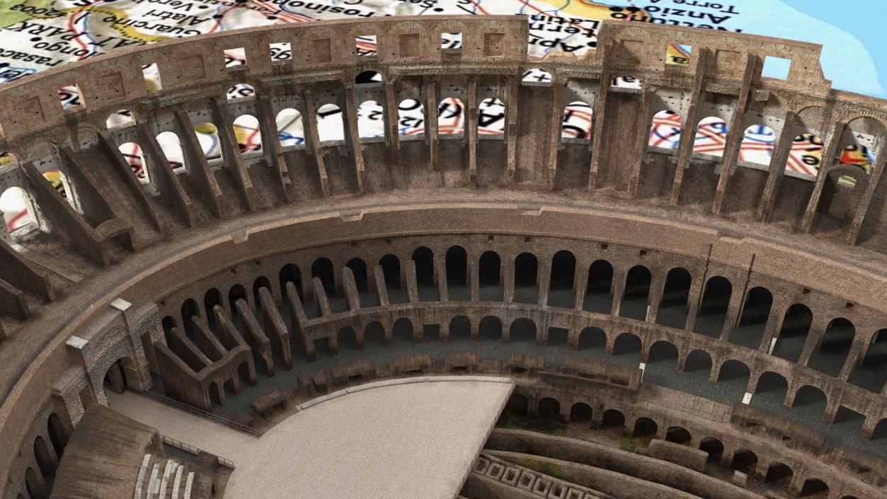 Colosseum on Italy Map 3D