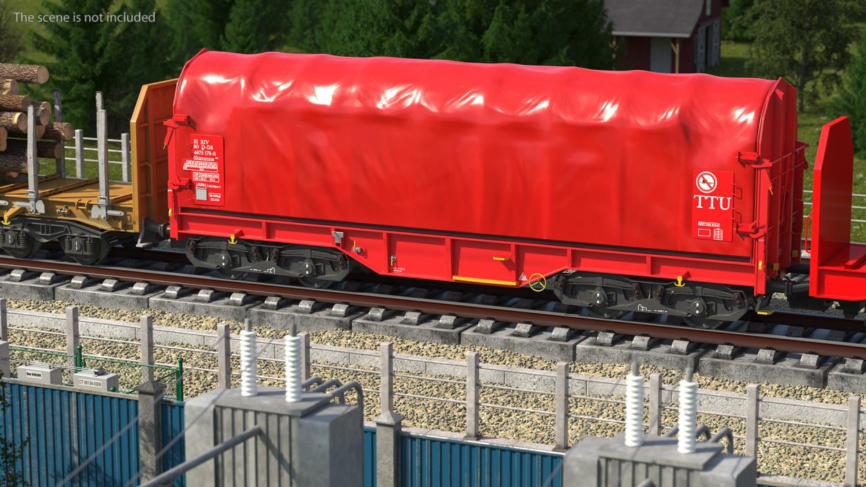 DB Cargo Coil Transporter Tarpaulin Freight Wagon Closed Clean 3D