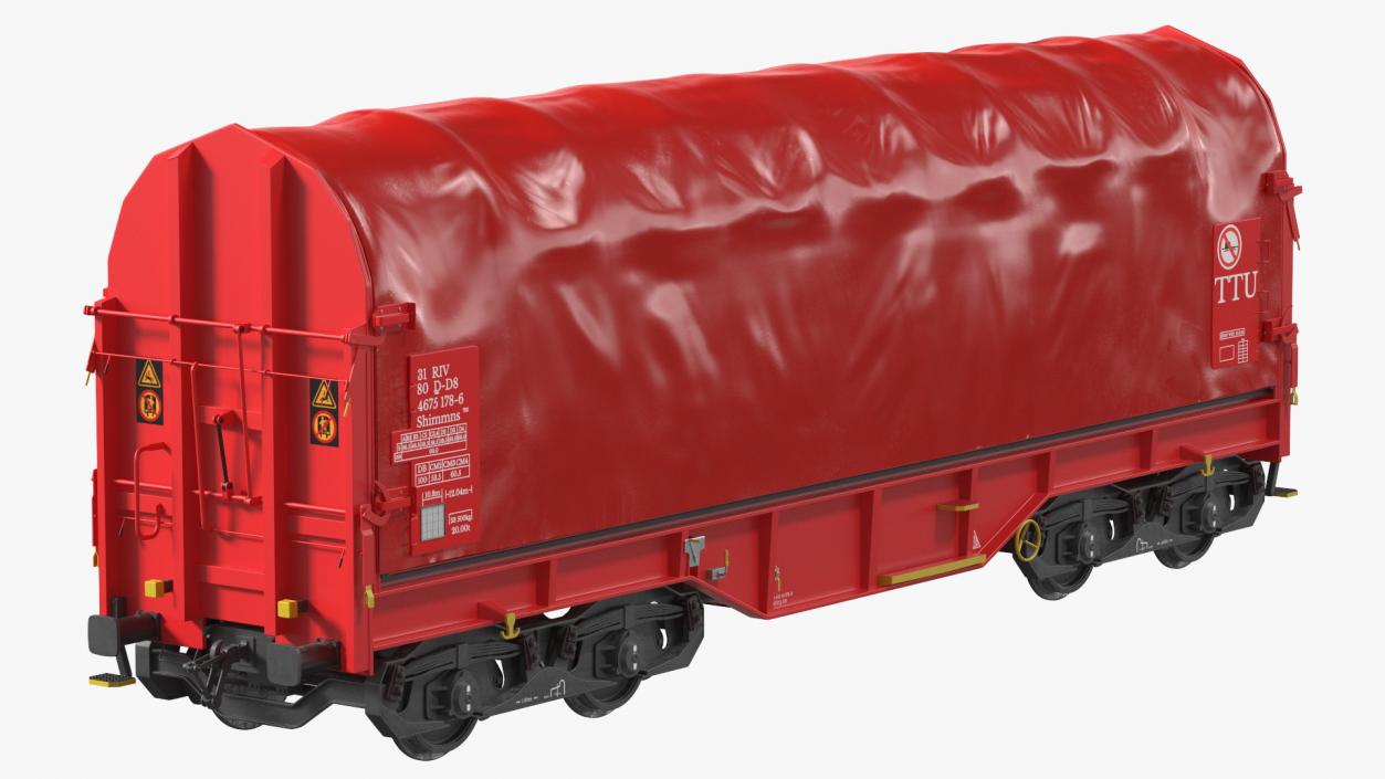 DB Cargo Coil Transporter Tarpaulin Freight Wagon Closed Clean 3D