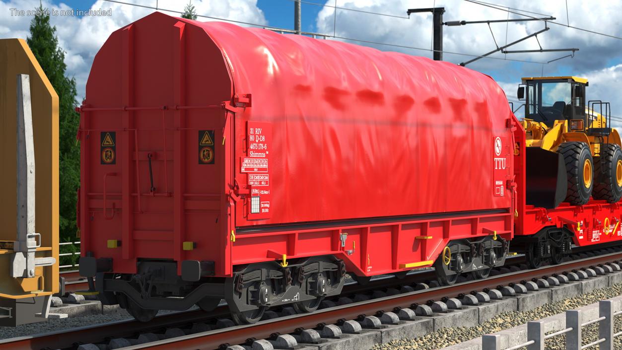 DB Cargo Coil Transporter Tarpaulin Freight Wagon Closed Clean 3D