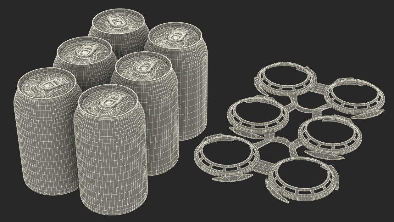 Plastic 6 Pack Rings for Soda Cans 3D model