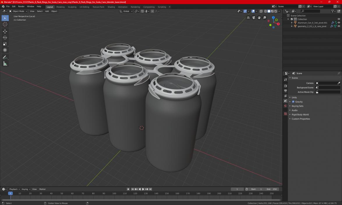 Plastic 6 Pack Rings for Soda Cans 3D model