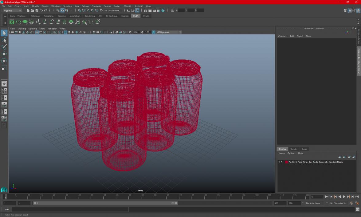 Plastic 6 Pack Rings for Soda Cans 3D model