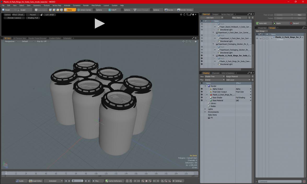 Plastic 6 Pack Rings for Soda Cans 3D model