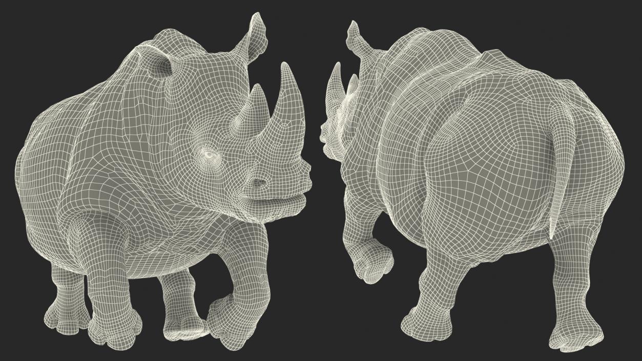 Adult Rhino Fur Rigged 3D