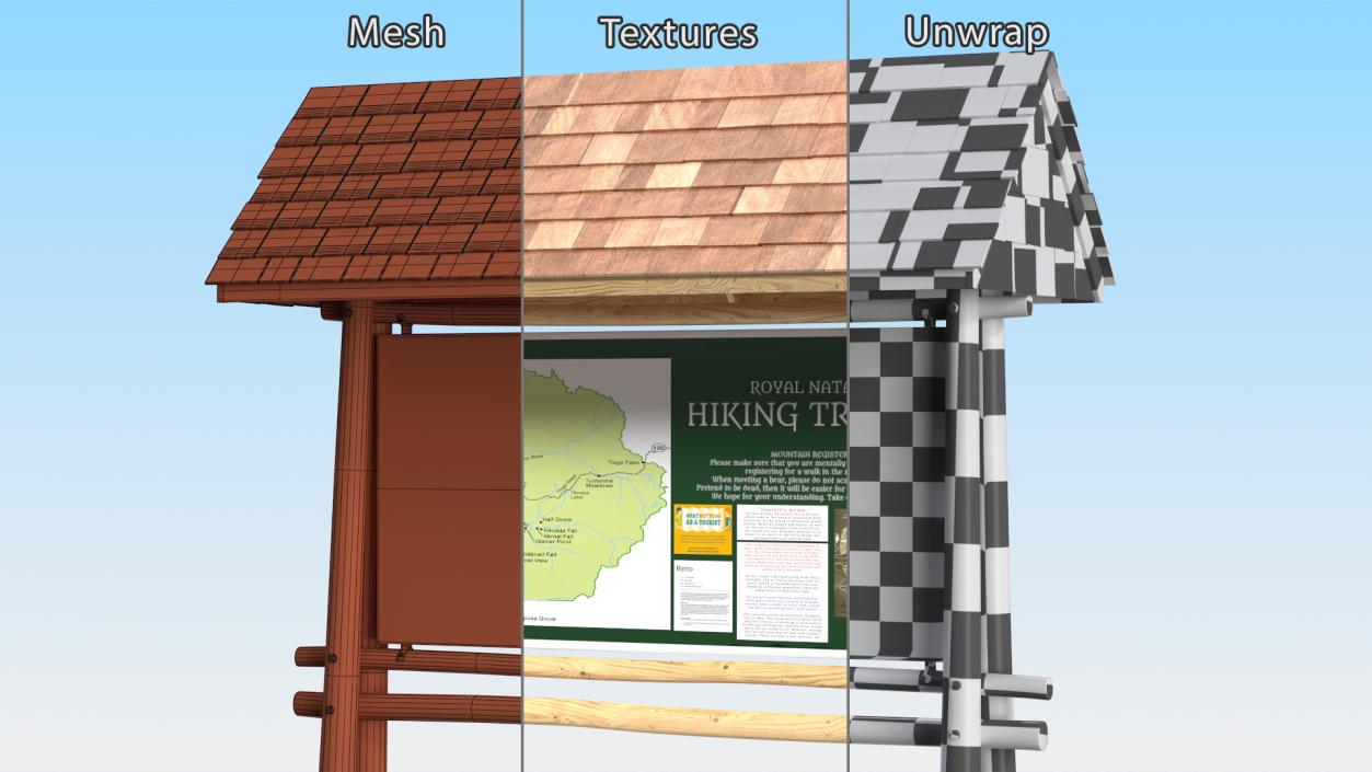 3D Hiking Information Board New model