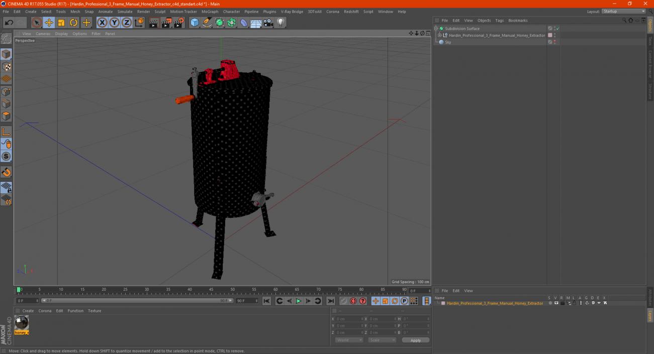 3D model Hardin Professional 3 Frame Manual Honey Extractor