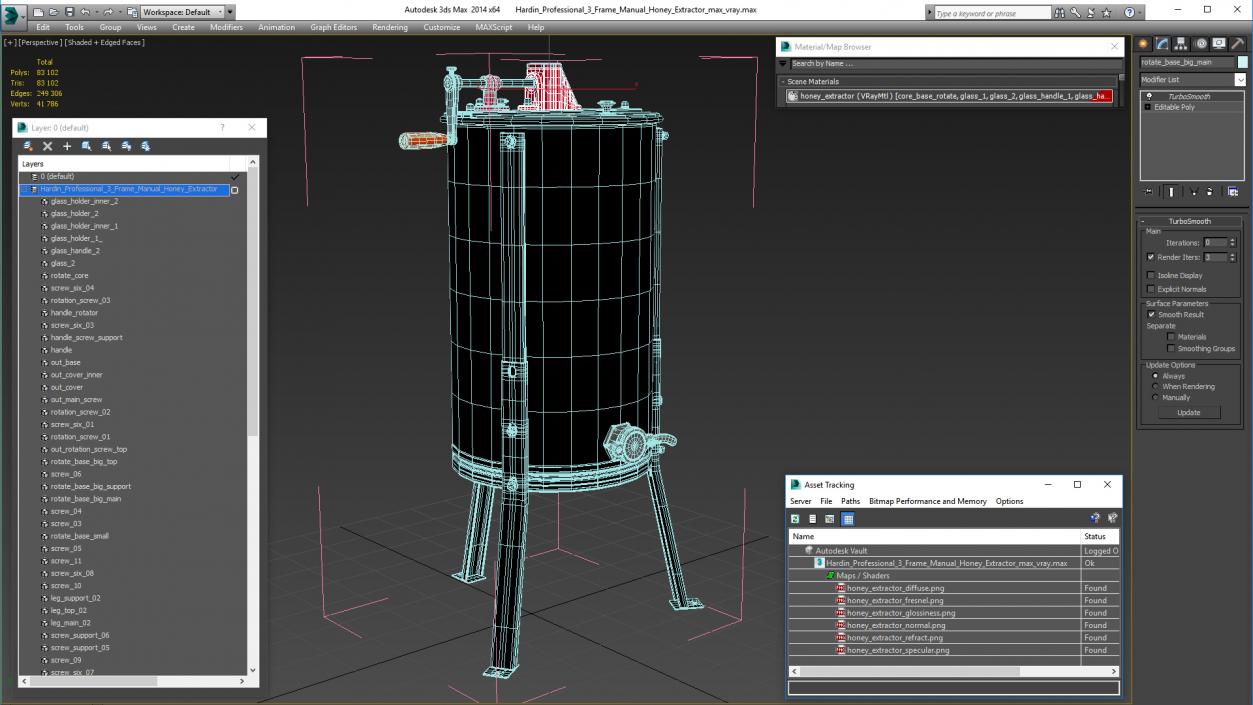 3D model Hardin Professional 3 Frame Manual Honey Extractor