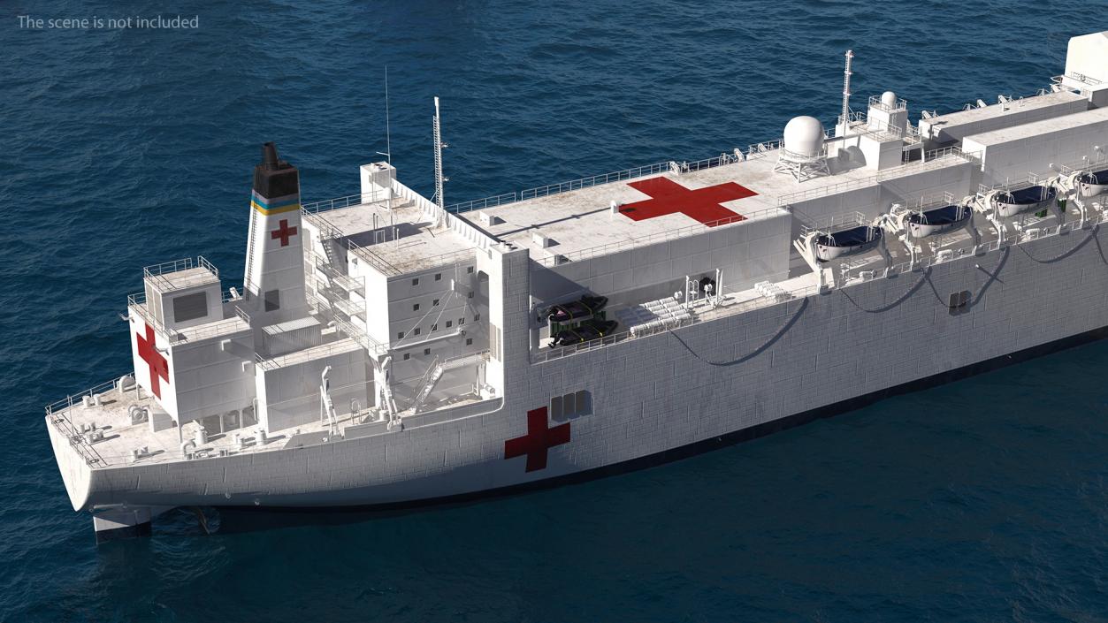 Hospital Ship with Medical Helicopter 3D