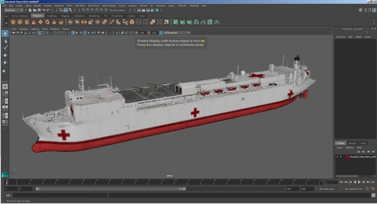 3D Hospital Ship Mercy with CH47 Chinook Helicopter model