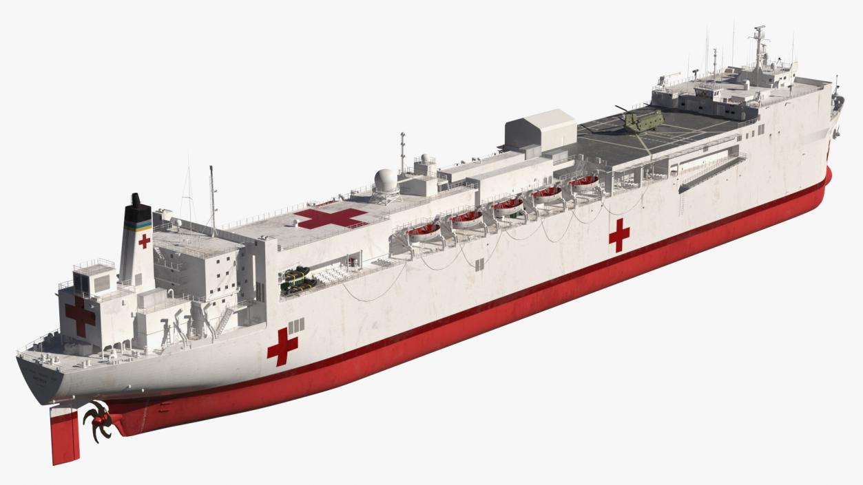 3D Hospital Ship Mercy with CH47 Chinook Helicopter model