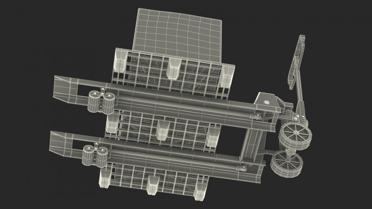 3D model Hand Pallet Truck Lion with Boxes Rigged