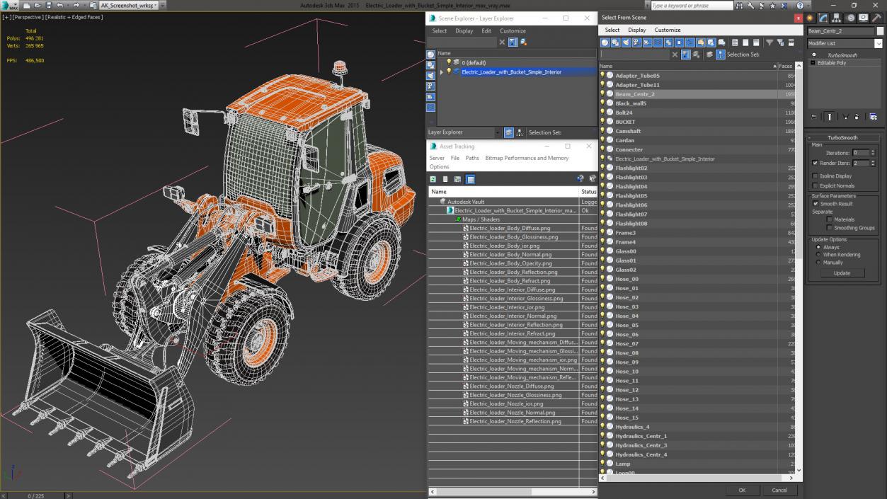 3D Electric Loader with Bucket Simple Interior model