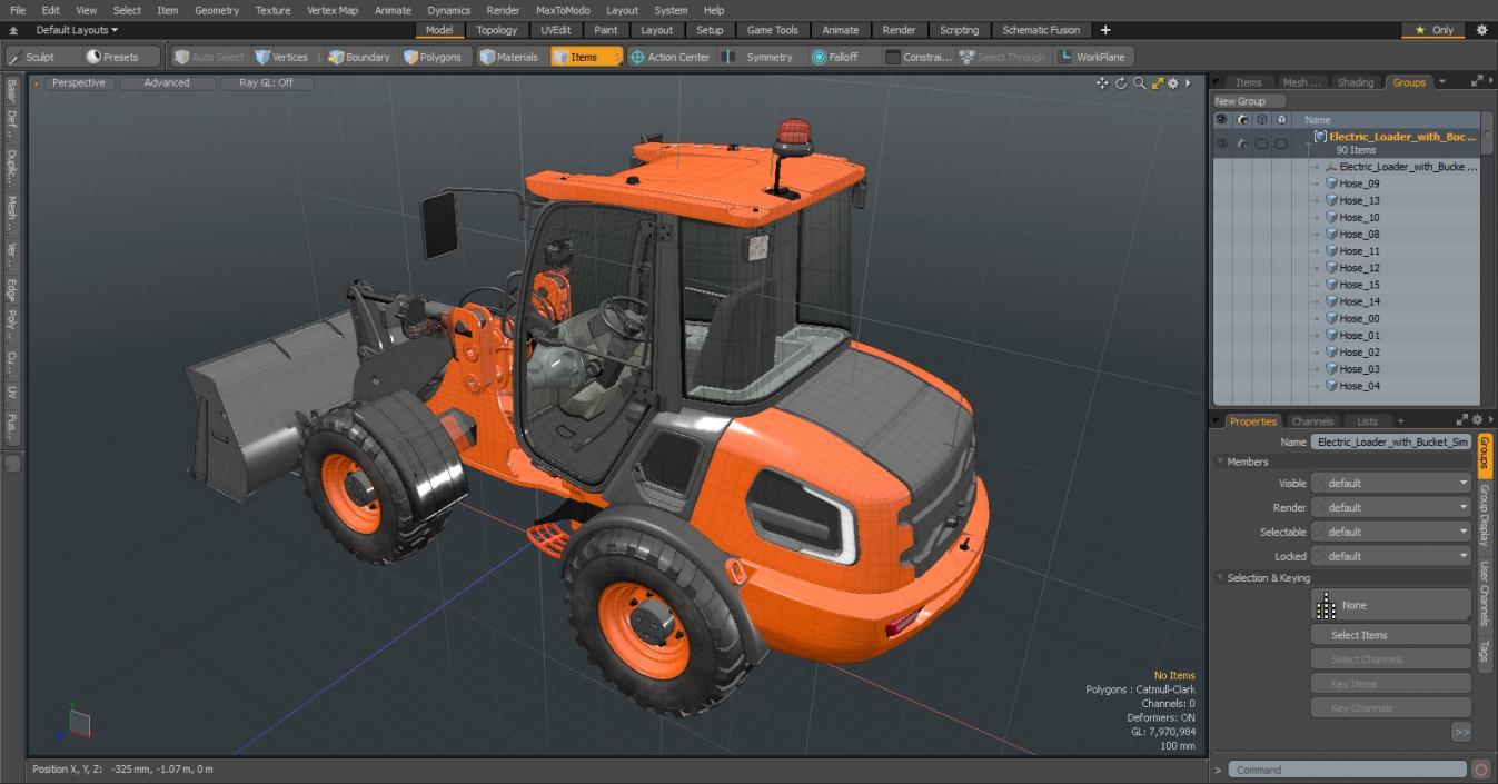 3D Electric Loader with Bucket Simple Interior model