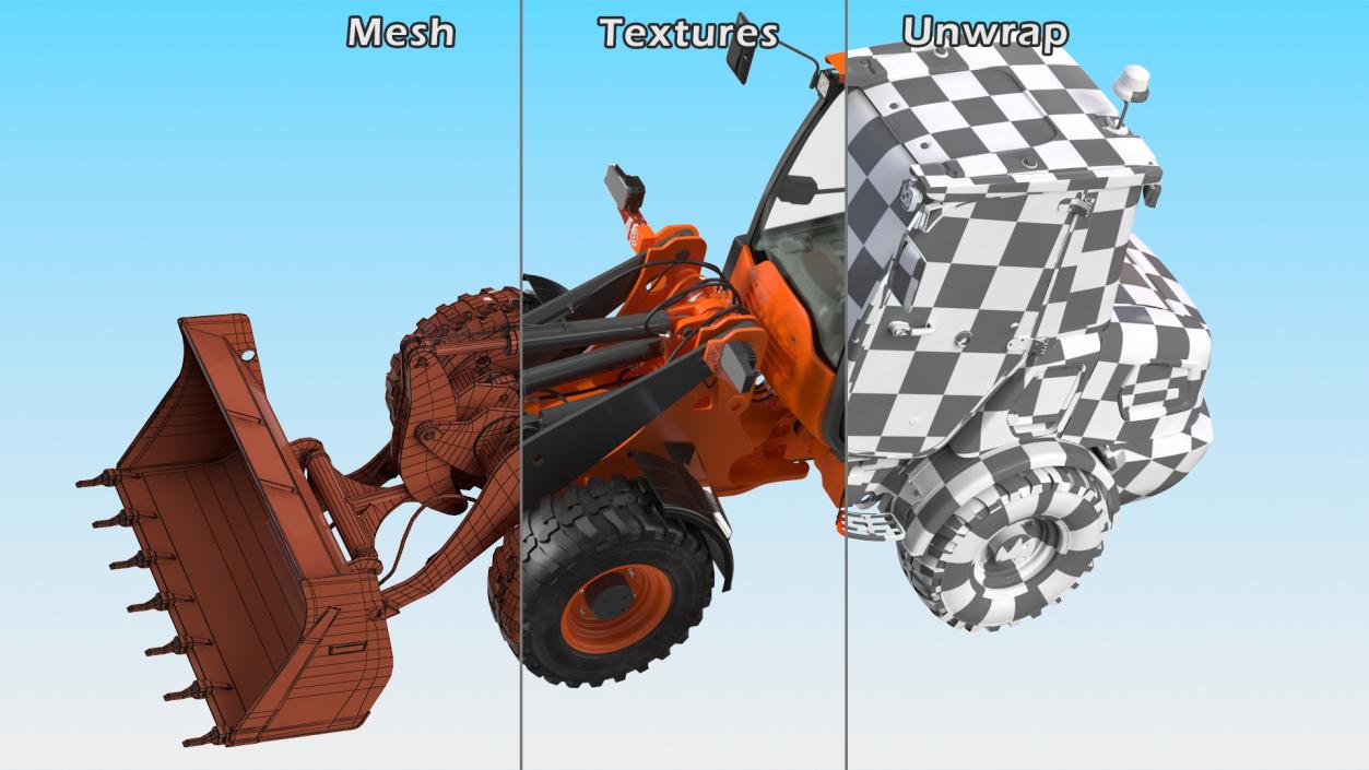 3D Electric Loader with Bucket Simple Interior model