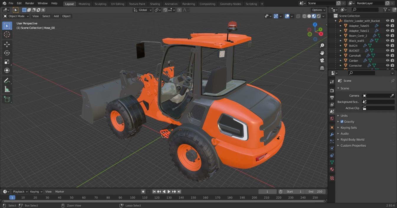 3D Electric Loader with Bucket Simple Interior model