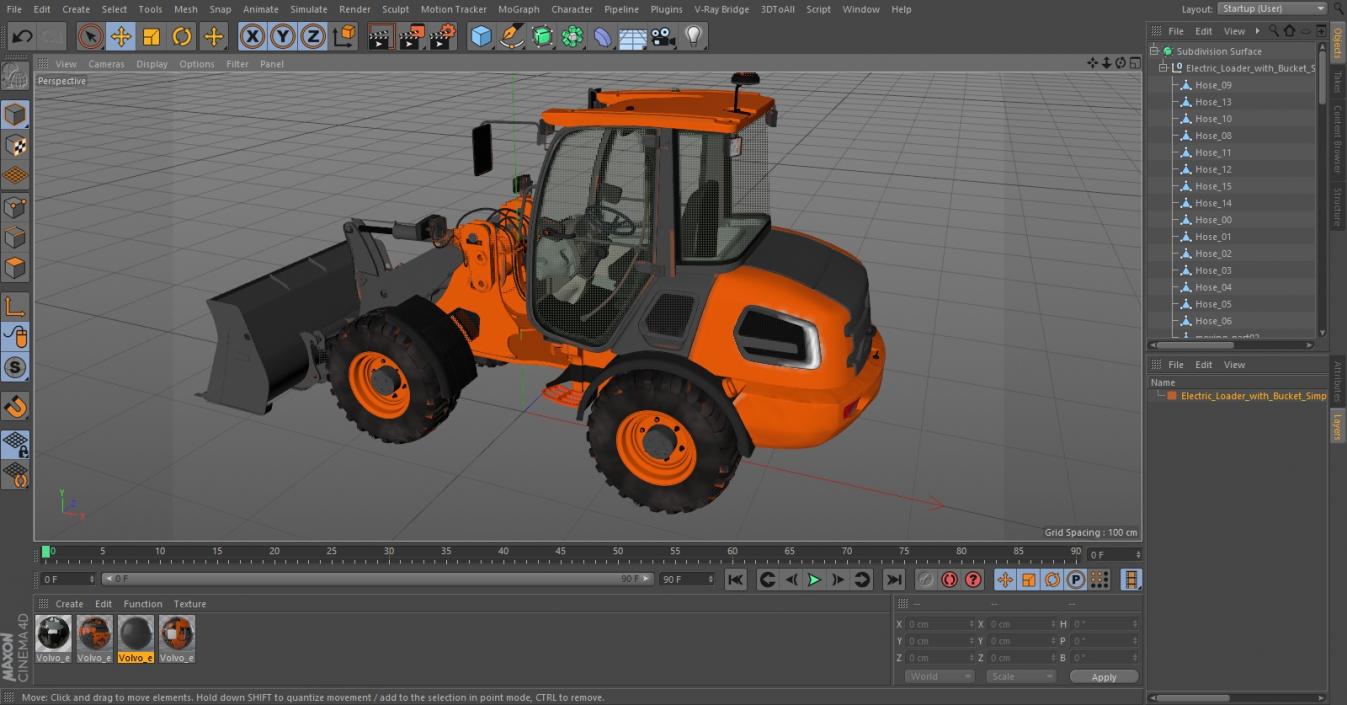 3D Electric Loader with Bucket Simple Interior model