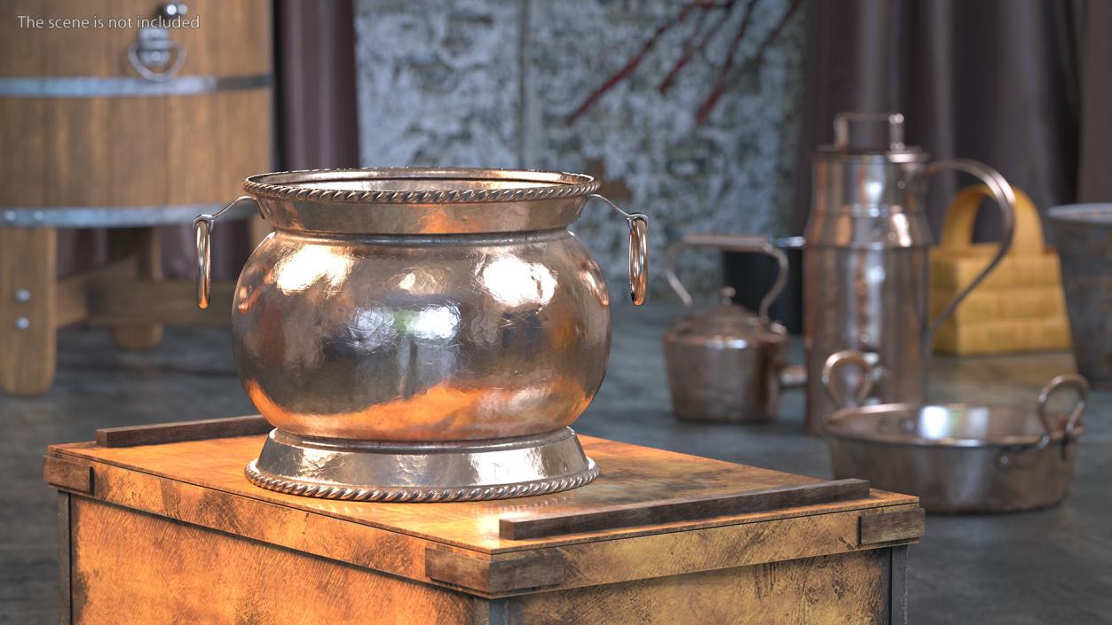 3D Antique Copper Cookware Collection 3