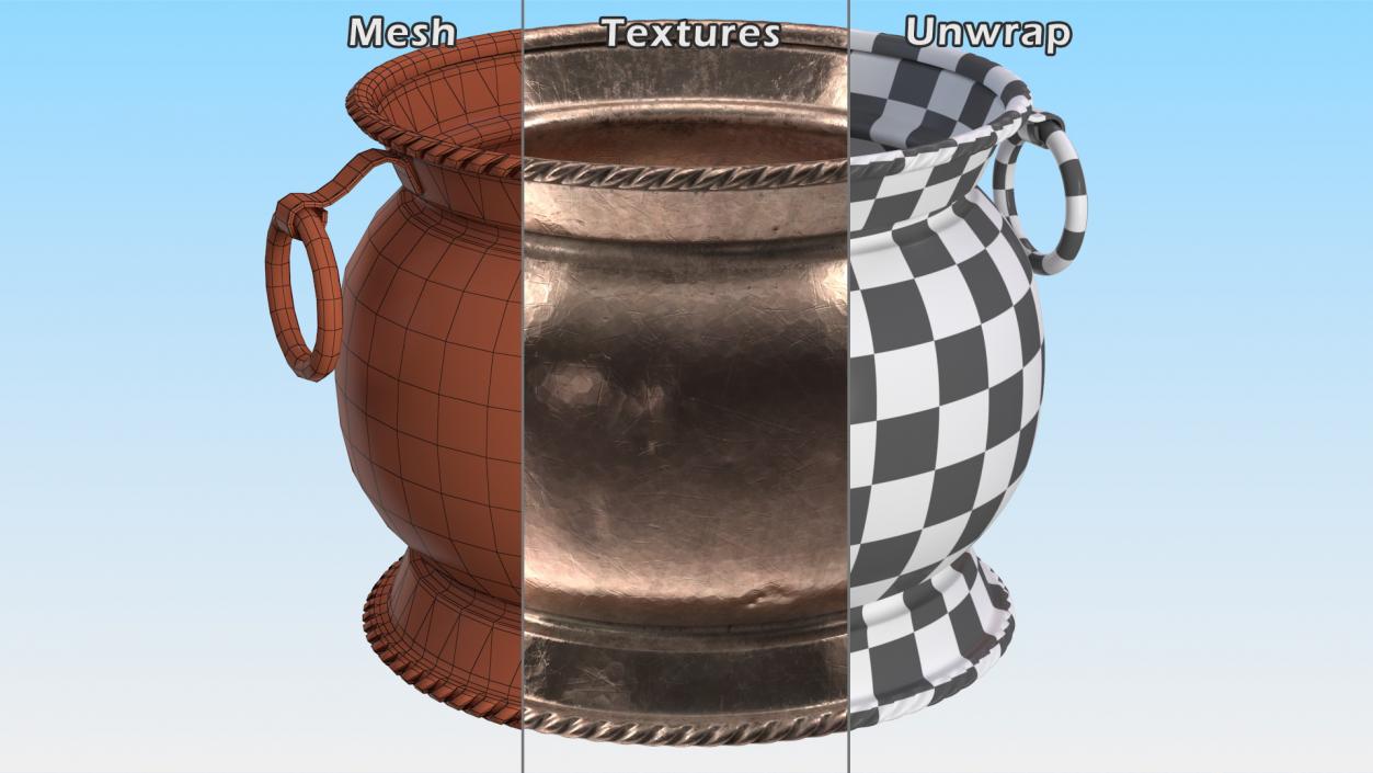 3D Antique Copper Cookware Collection 3