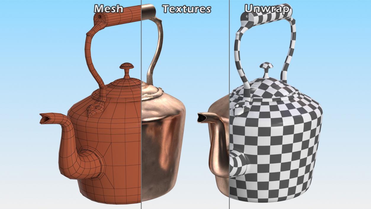 3D Antique Copper Cookware Collection 3