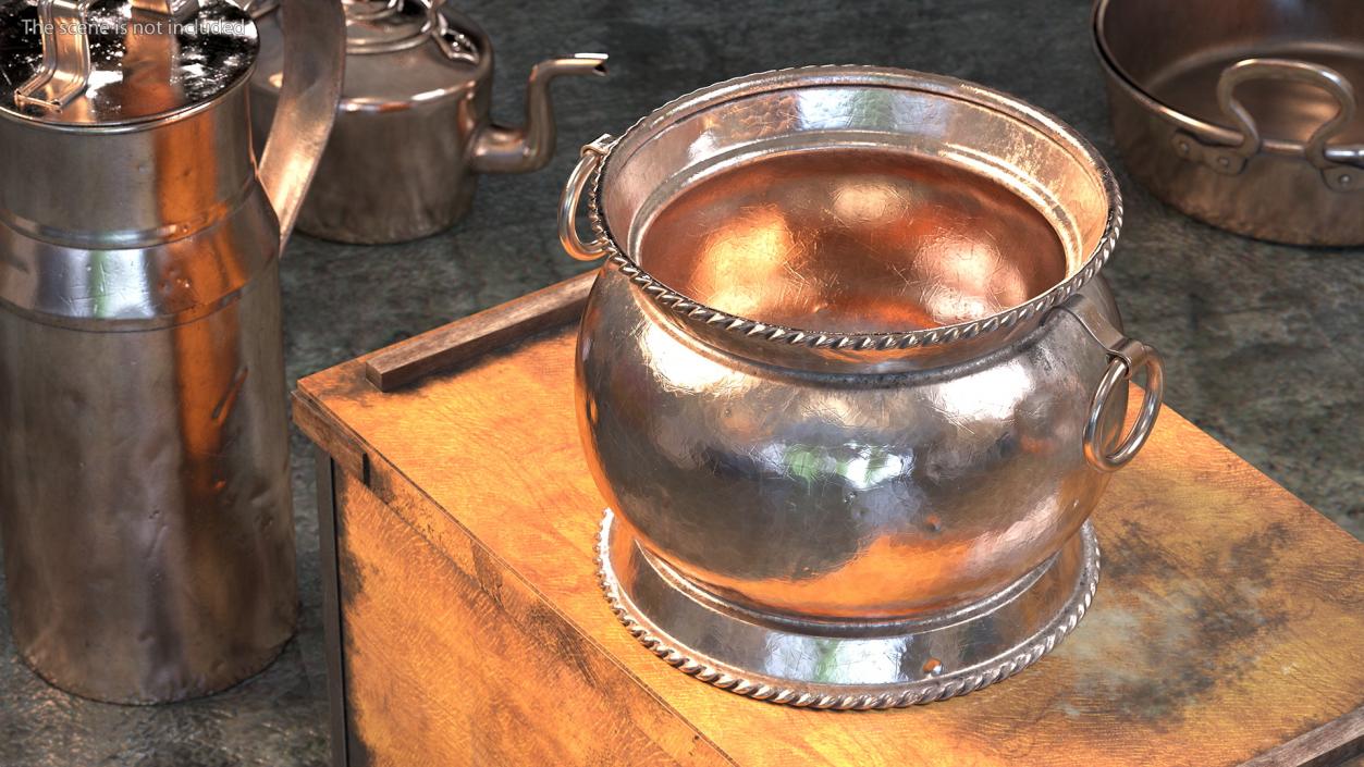 3D Antique Copper Cookware Collection 3