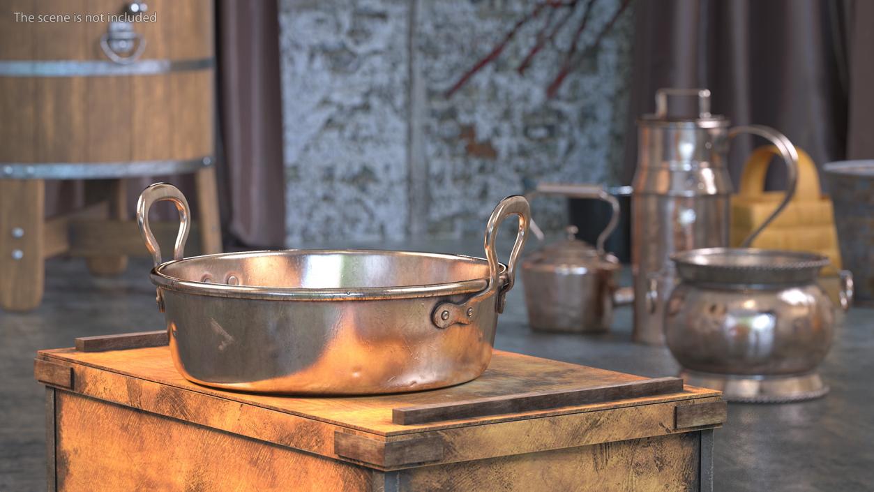 3D Antique Copper Cookware Collection 3