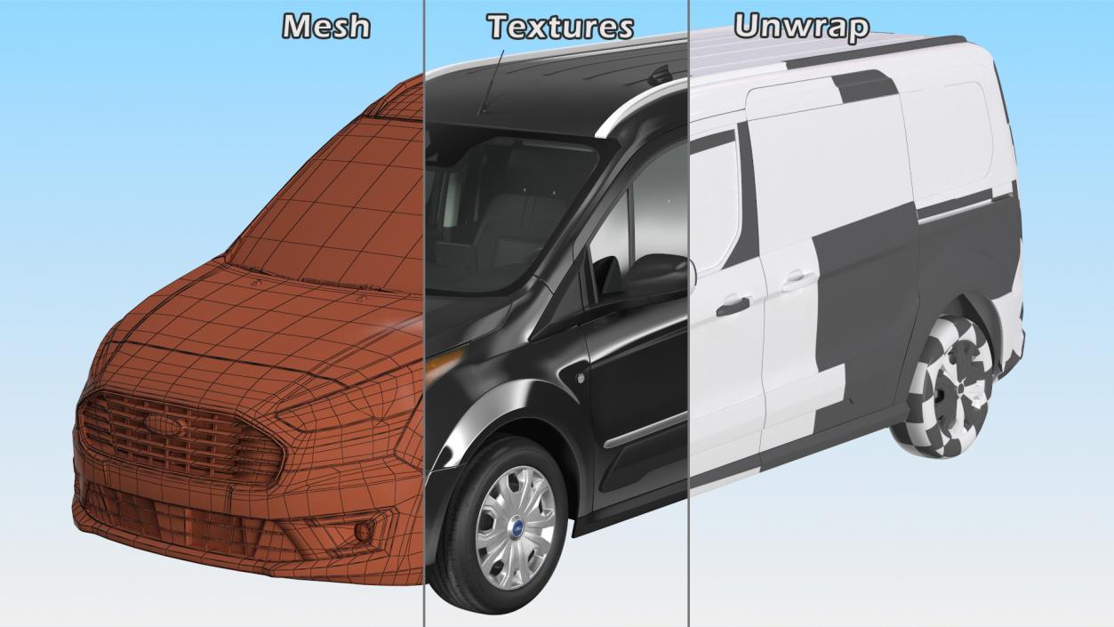 Ford Transit Connect Barn Doors Black 3D