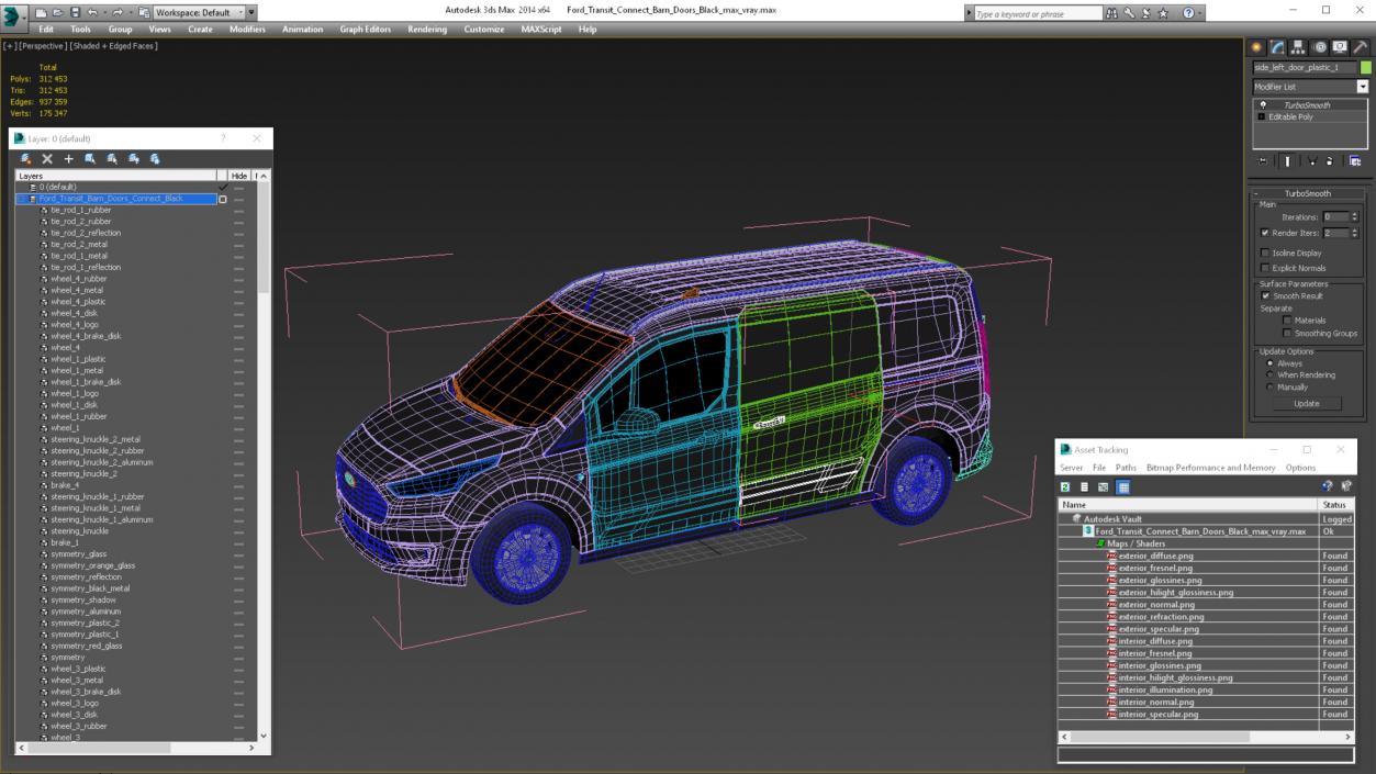 Ford Transit Connect Barn Doors Black 3D