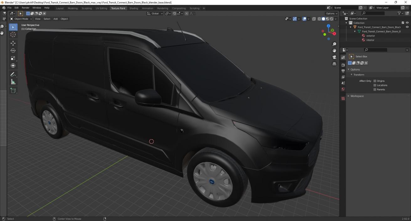 Ford Transit Connect Barn Doors Black 3D