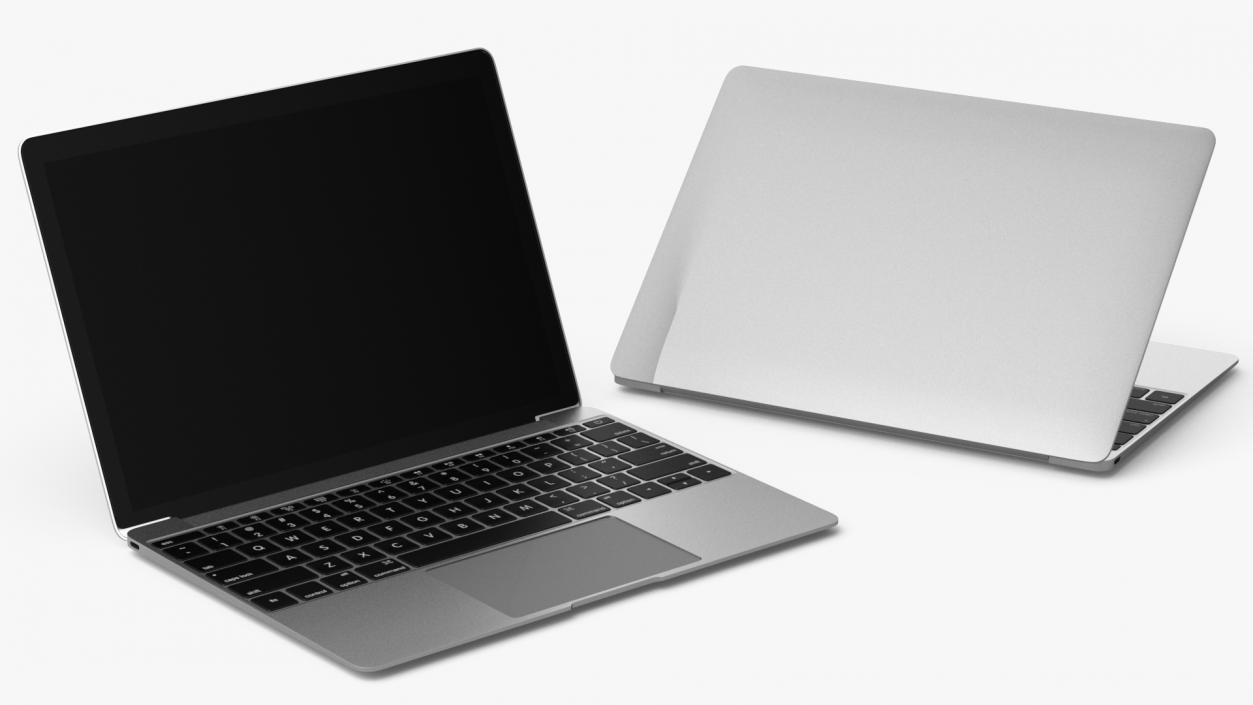 3D Silver Thin Laptop model