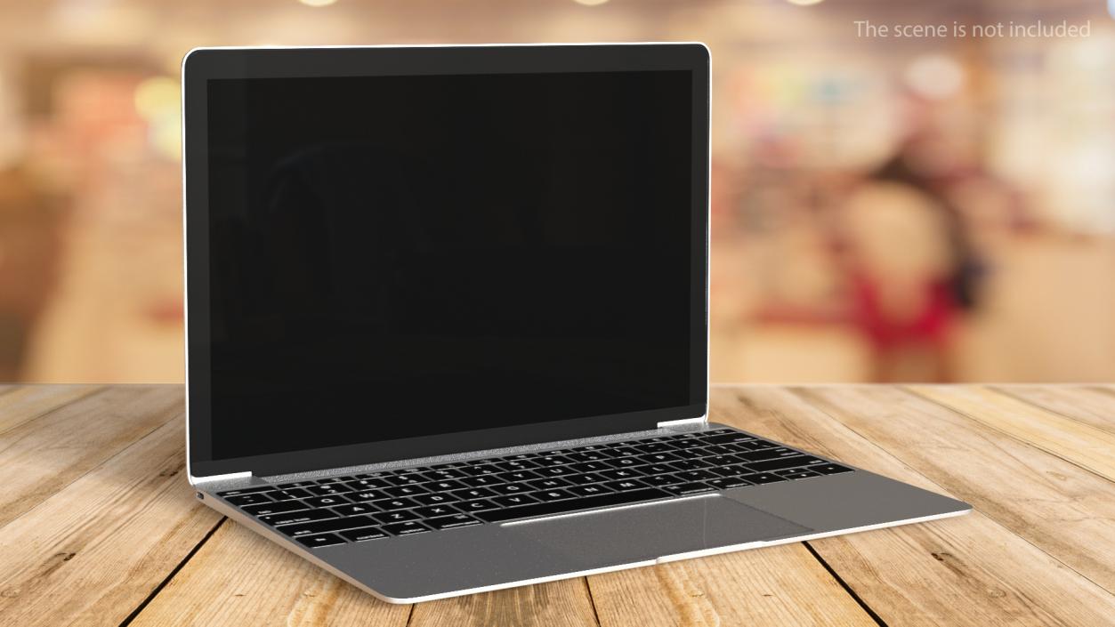 3D Silver Thin Laptop model