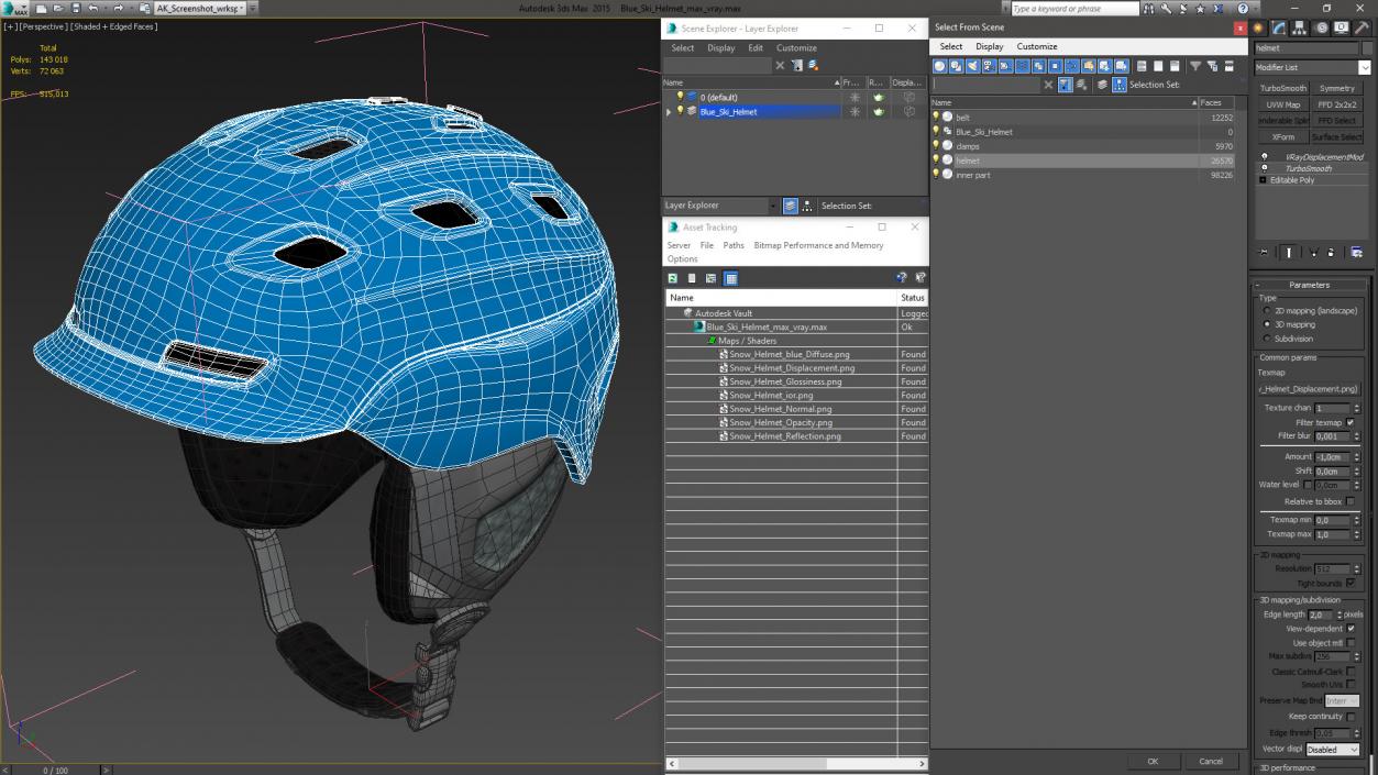 3D model Blue Ski Helmet