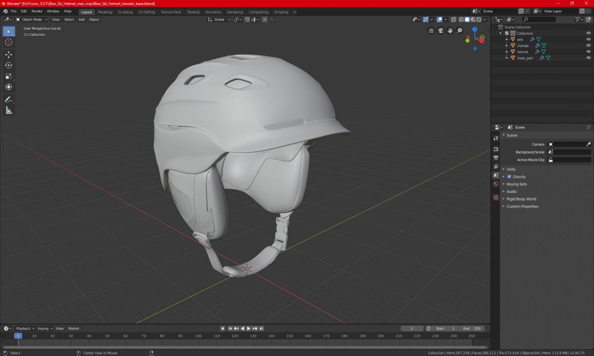 3D model Blue Ski Helmet