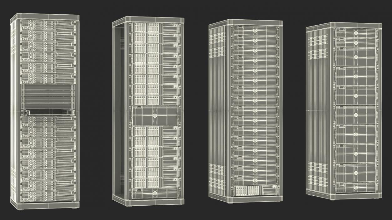 3D model Server Rack Cabinet Array