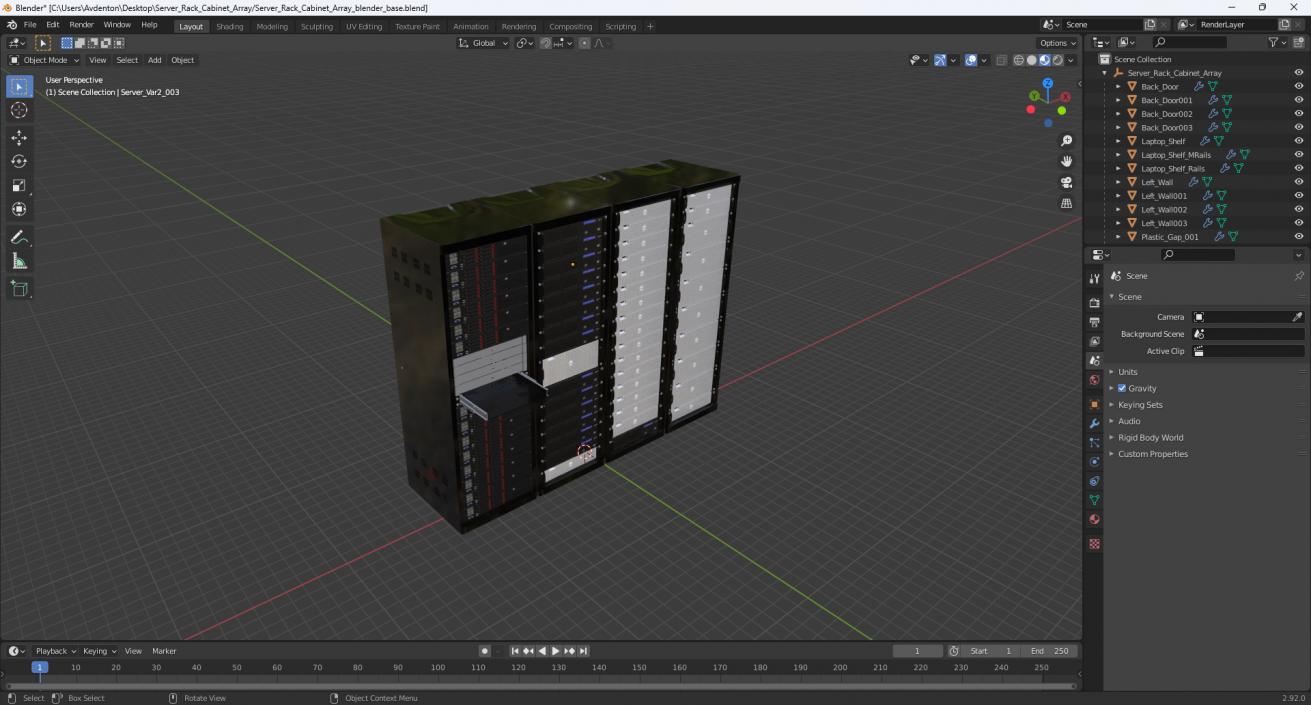 3D model Server Rack Cabinet Array