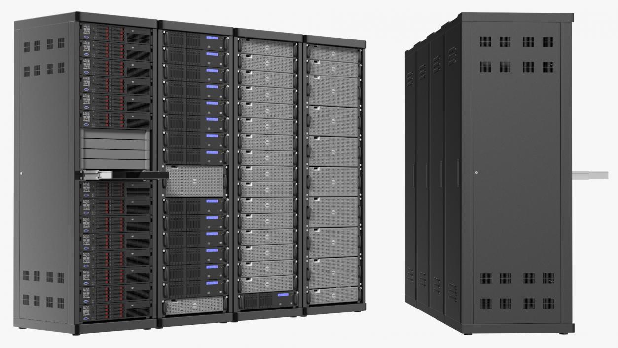 3D model Server Rack Cabinet Array