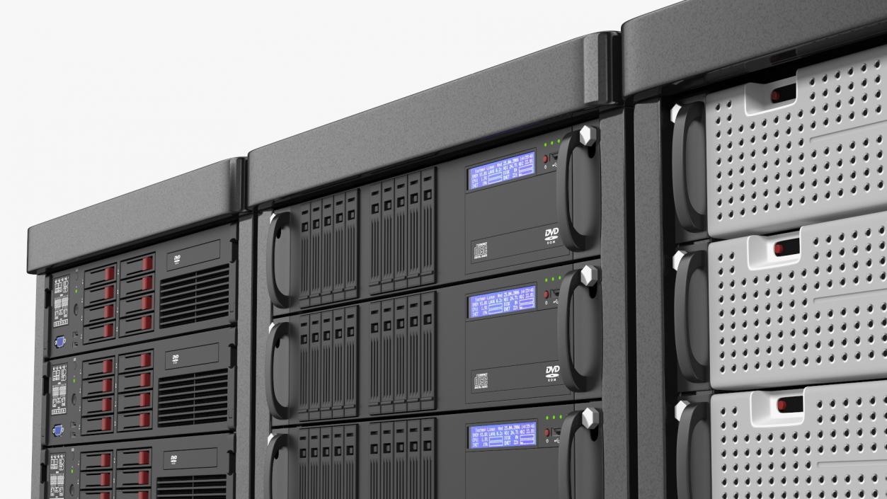 3D model Server Rack Cabinet Array