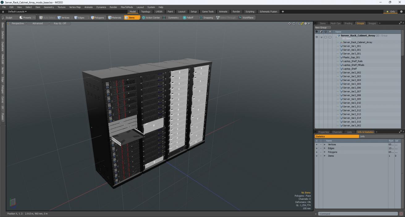 3D model Server Rack Cabinet Array