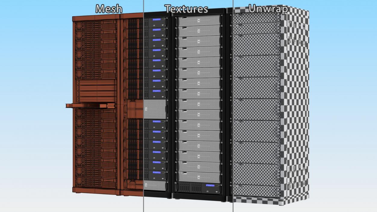 3D model Server Rack Cabinet Array