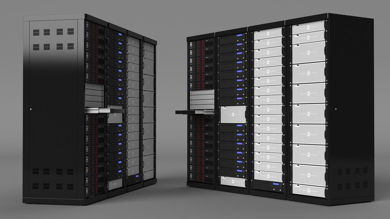 3D model Server Rack Cabinet Array