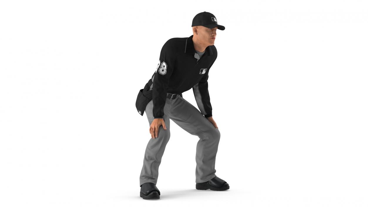 3D Baseball Umpire in Cap Ready Pose model