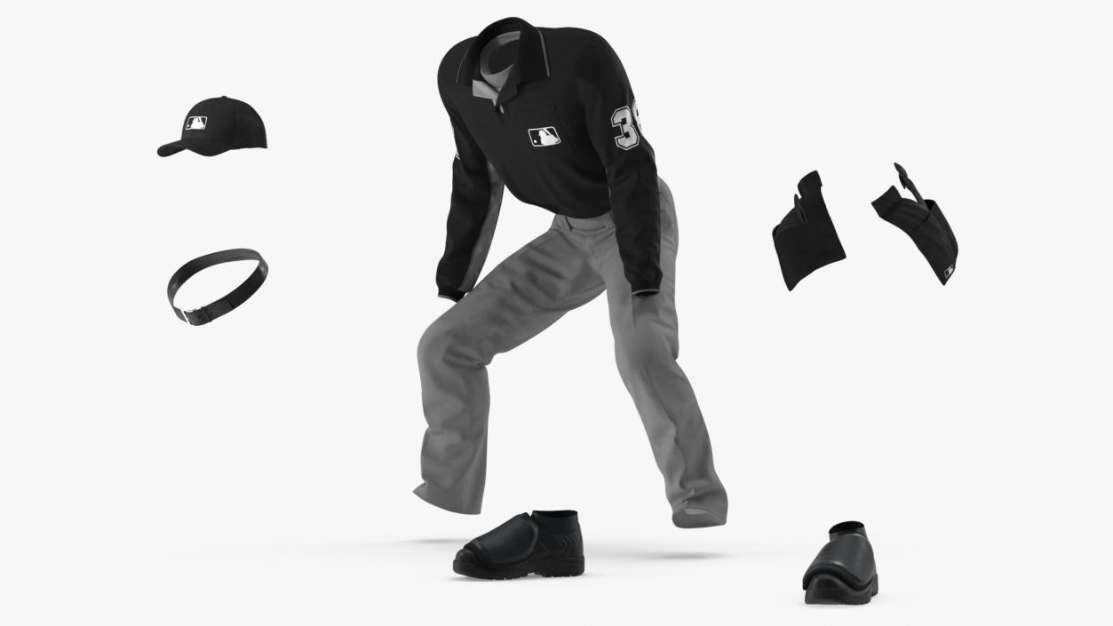 3D Baseball Umpire in Cap Ready Pose model