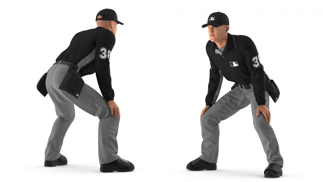 3D Baseball Umpire in Cap Ready Pose model