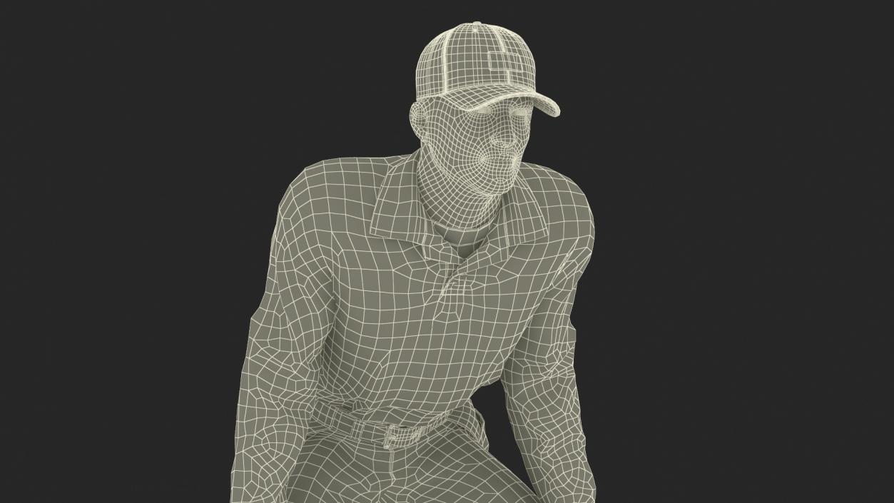 3D Baseball Umpire in Cap Ready Pose model