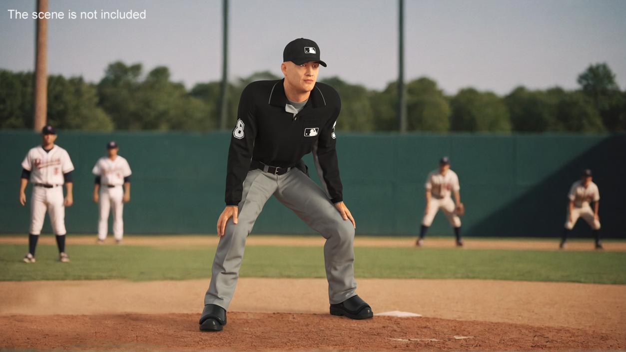 3D Baseball Umpire in Cap Ready Pose model