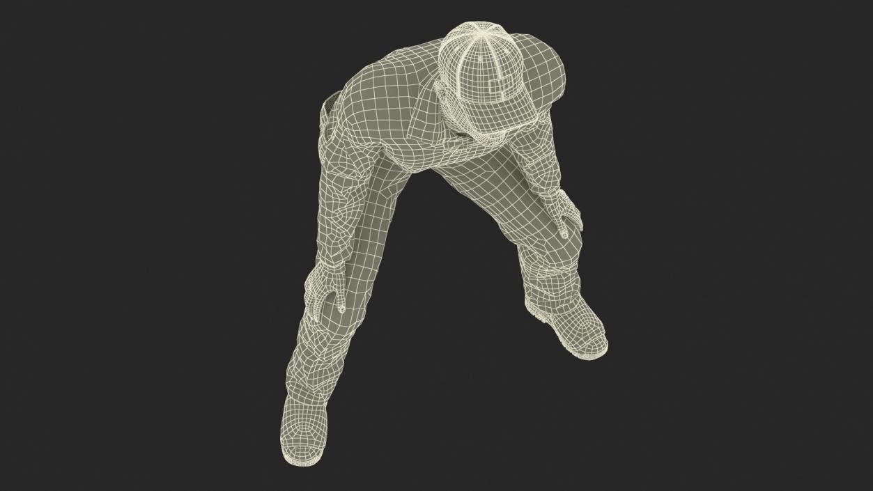 3D Baseball Umpire in Cap Ready Pose model