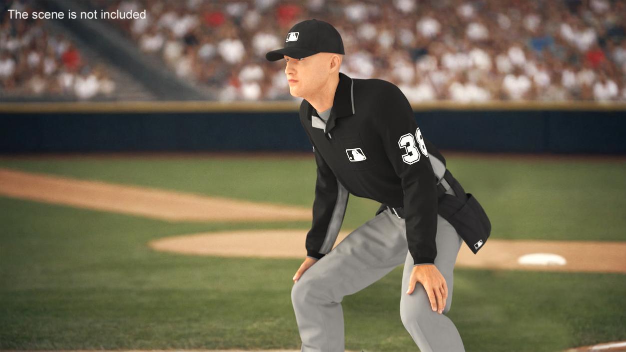 3D Baseball Umpire in Cap Ready Pose model