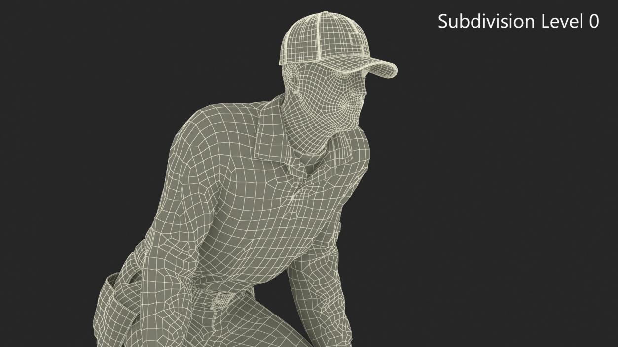 3D Baseball Umpire in Cap Ready Pose model